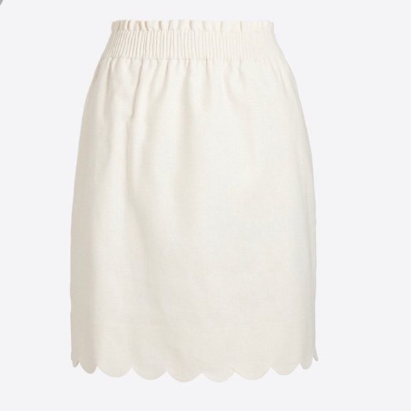 J.Crew Scalloped Linen-Cotton Skirt - Picture 1 of 5